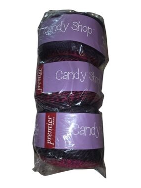 Premier Candy Shop Yarn Tootsie Lot of 3 Black Pink Burgundy Discontinued